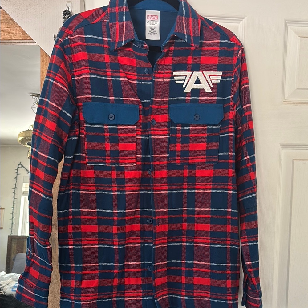 Captain America Red and Blue Flannel